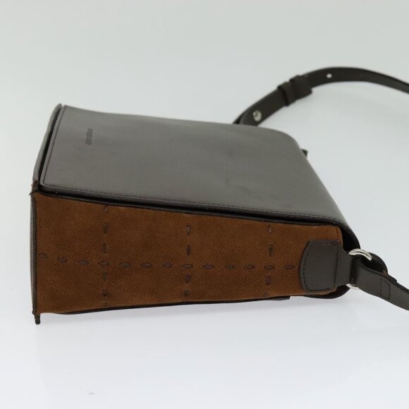 BURBERRY Shoulder Bag Leather Brown Silver Auth BA2042 - Picture 5 of 16